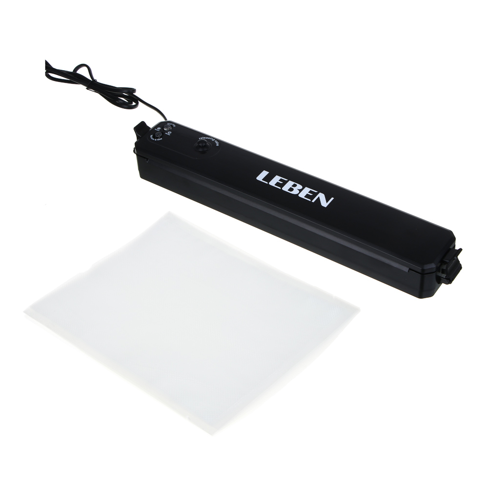 LEBEN Вакууматор бытовой, от сети, 100 Вт, 10 пакетов 20x25 см в комплекте, арт.№ 288-026