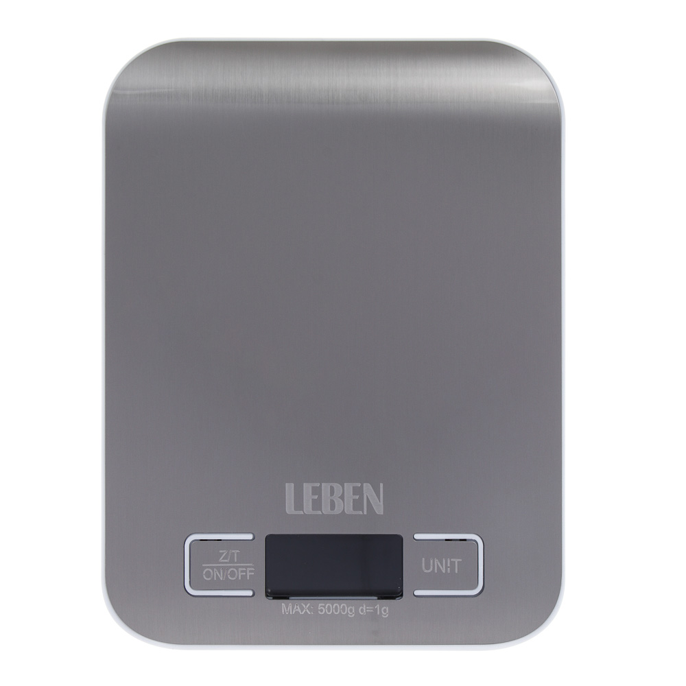 LEBEN Весы кухонные, от 2хААА не в комп, металл, до 5 кг, арт.№ 268-065