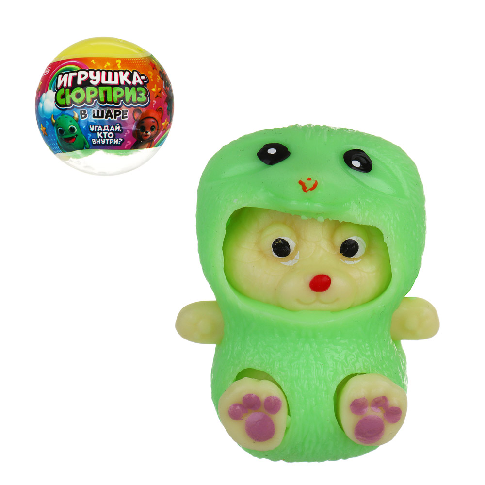 ИГРОЛЕНД Игрушка-сюрприз в шаре, d=5см, TPR, «Животные», микс, арт.№ 274-275