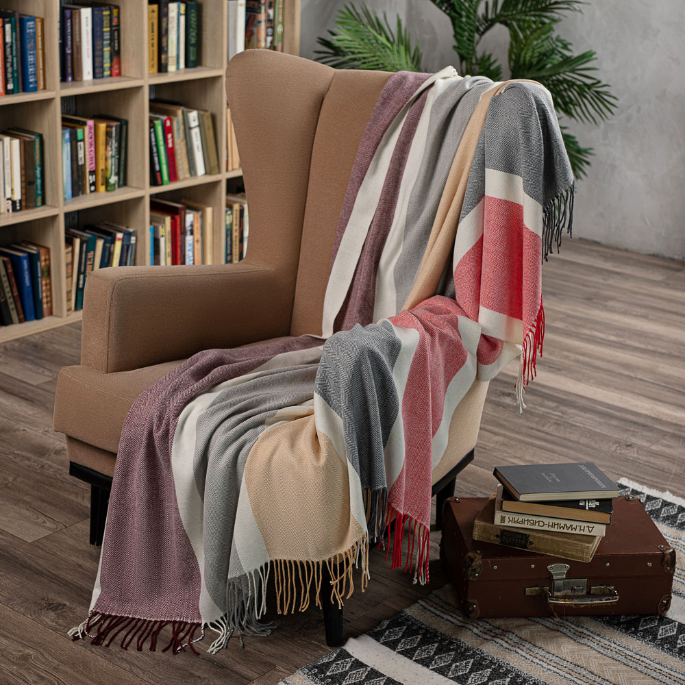 PROVANCE Маковое поле Плед в полоску 130х170см, 100% акрил, арт.№ 488-069