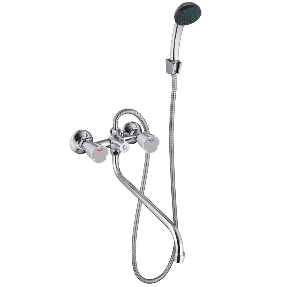 СоюзКран Смеситель для ванны с душем, круглый излив 35см, кер. кран-буксы 1/2, хром, цинк, SK08-S241, арт.№ 567-130