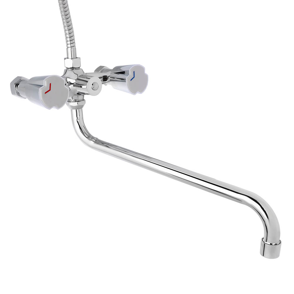 СоюзКран Смеситель для ванны с душем, круглый излив 35см, кер. кран-буксы 1/2, хром, цинк, SK08-S241, арт.№ 567-130