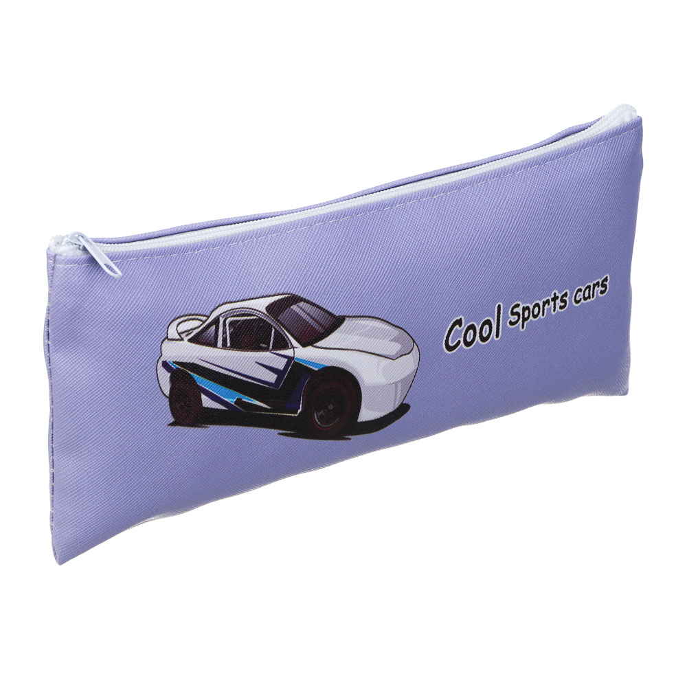 Пенал школьный прямоугольный на молнии 21х11 см, 1 отделение, искусственная кожа из ПВХ, 4 дизайна, арт.№ 238-439