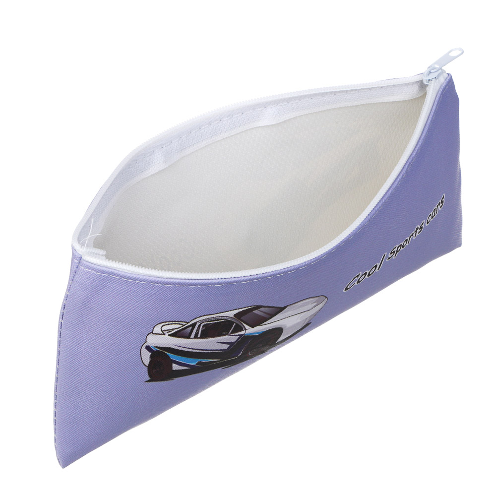 Пенал школьный прямоугольный на молнии 21х11 см, 1 отделение, искусственная кожа из ПВХ, 4 дизайна, арт.№ 238-439