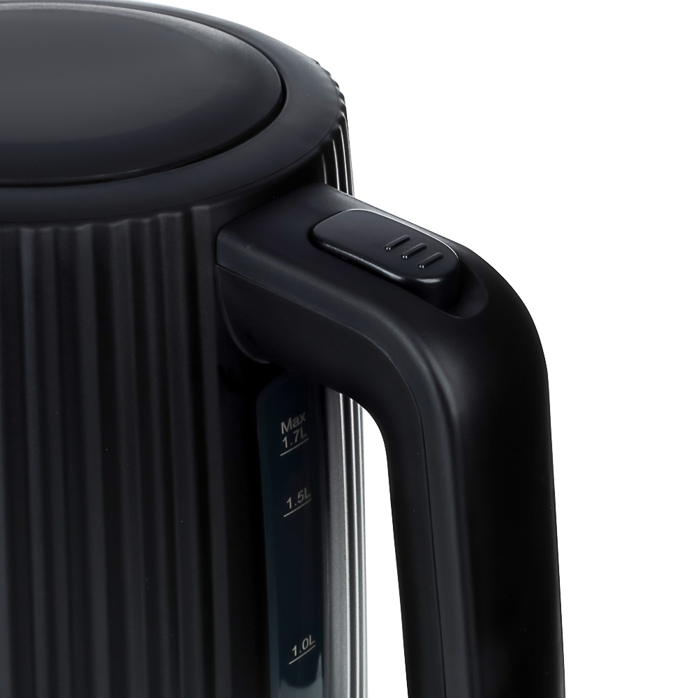 LEBEN Чайник электрический, 1,7 л, 2200 Вт, скрытый нагр. элемент, пластик, черный, арт.№ 291-122
