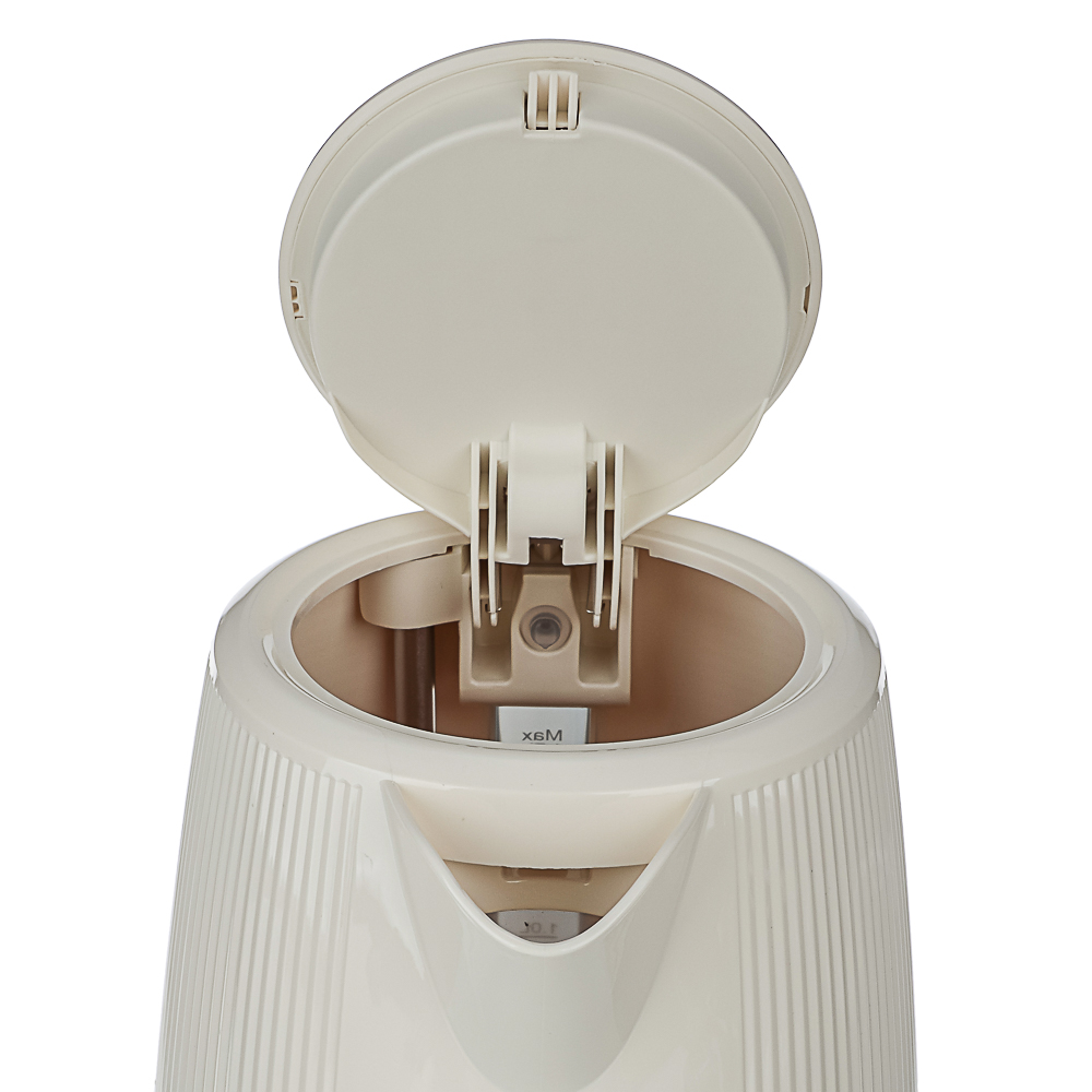 LEBEN Чайник электрический, 1,7 л, 2200 Вт, скрытый нагр. элемент, пластик, бежевый, арт.№ 291-123