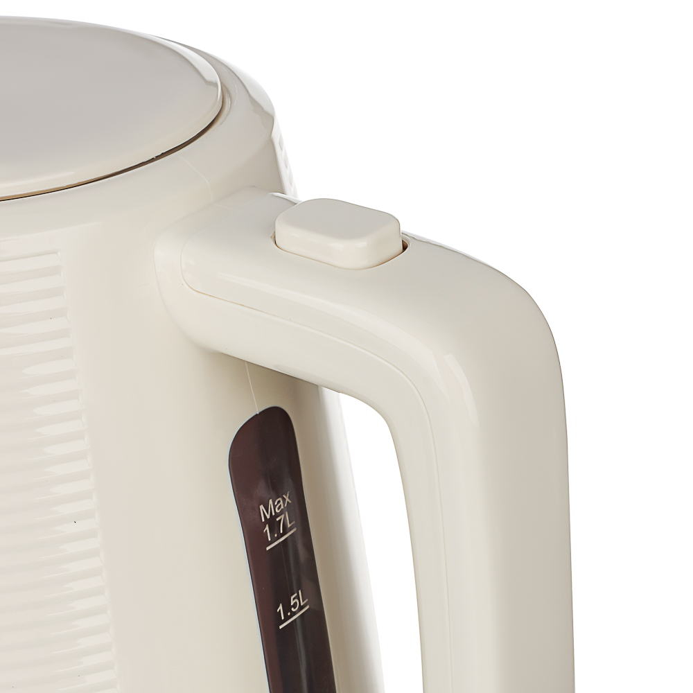 LEBEN Чайник электрический, 1,7 л, 2200 Вт, скрытый нагр. элемент, пластик, бежевый, арт.№ 291-123