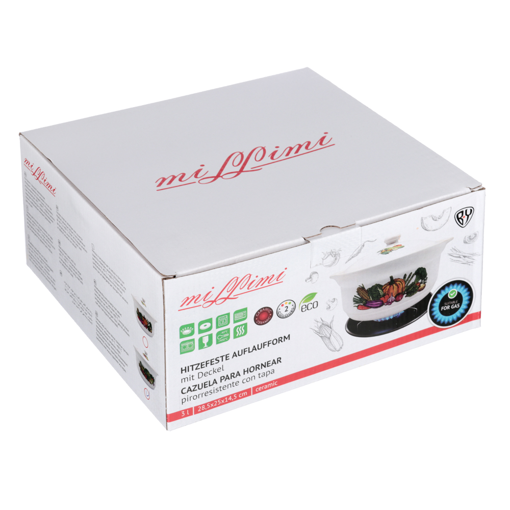 MILLIMI Аппетит Кастрюля керамическая с крышкой, 3 л, 2 дизайна, арт.№ 826-259