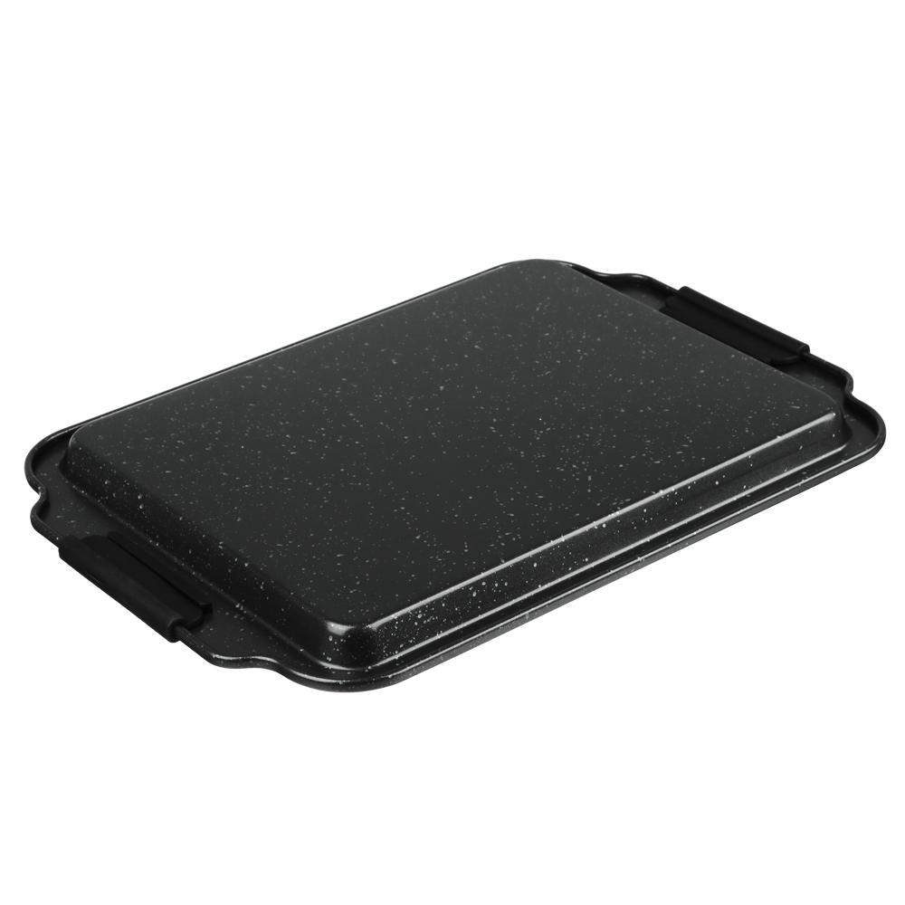 SATOSHI Лион Противень плоский 35x25x1,6 см, антипригарное покрытие Мрамор, силиконовые ручки, арт.№ 849-255