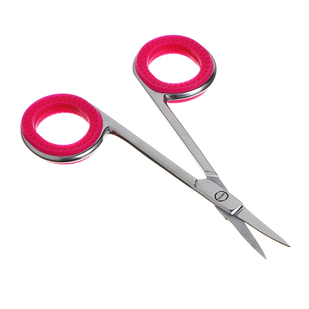 ЮНИLOOK Ножницы маникюрные для кутикулы с загнутыми лезвиями, сталь, силикон, 9,2см, 3 цвета, арт.№ 305-170