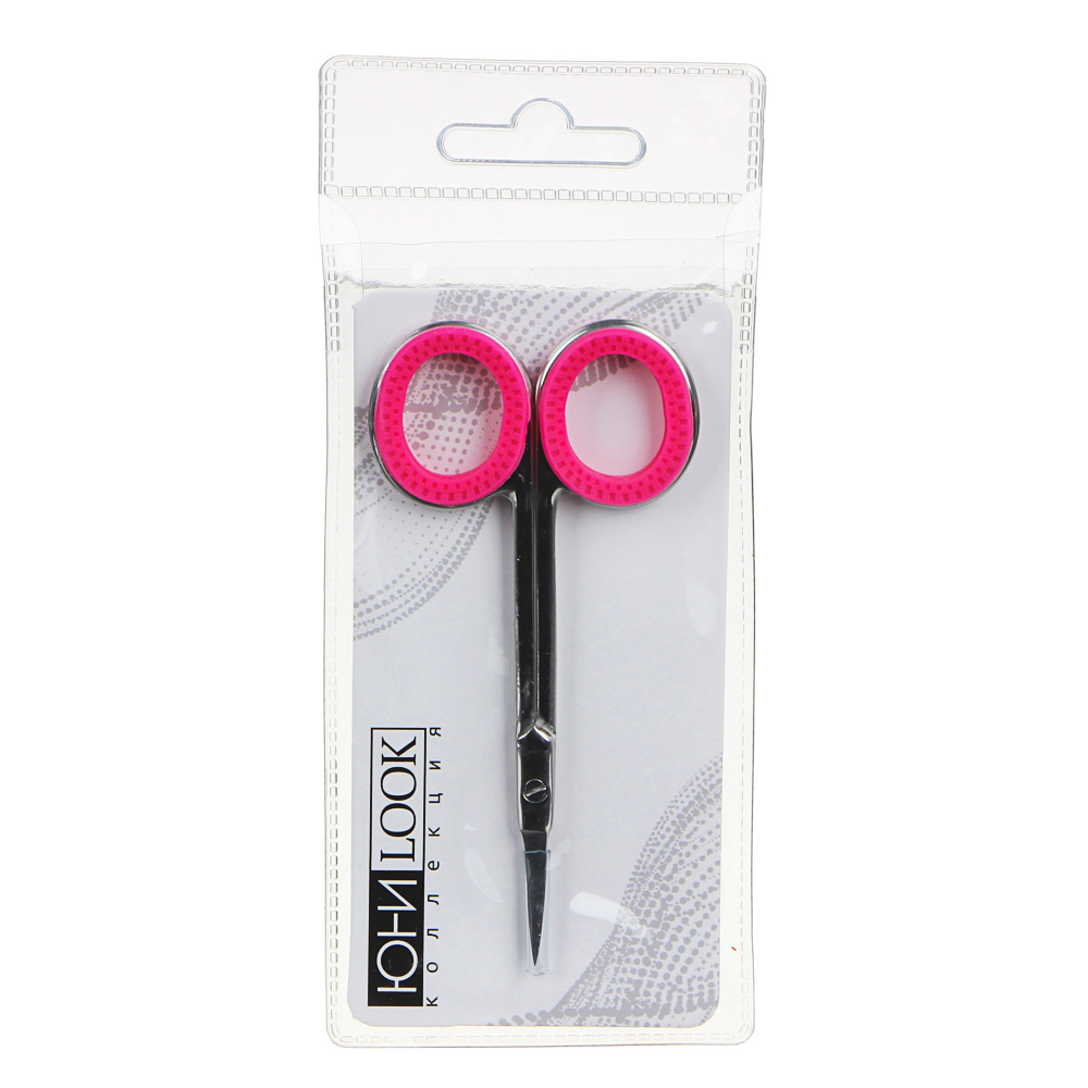 ЮНИLOOK Ножницы маникюрные для кутикулы с загнутыми лезвиями, сталь, силикон, 9,2см, 3 цвета, арт.№ 305-170