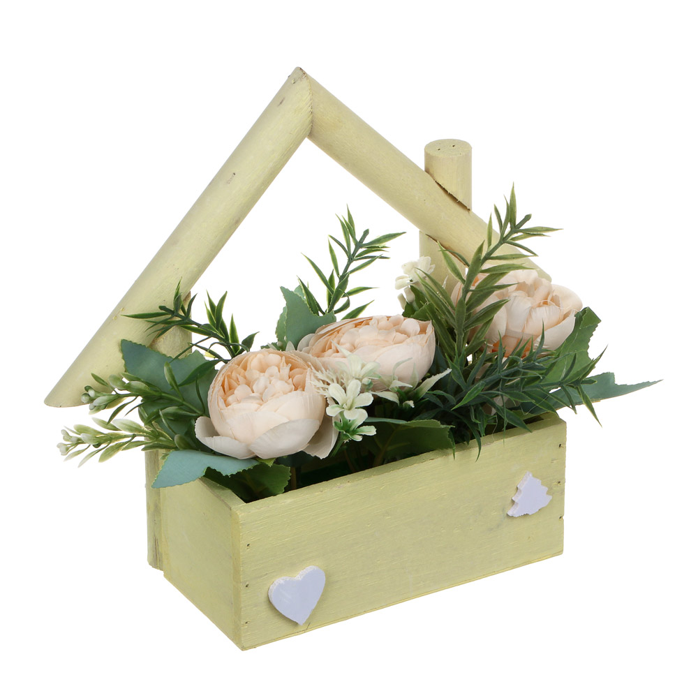 Композиция искусственных цветов в декоративном кашпо, 23x9x20 см, 4 цвета, арт.№ 501-552