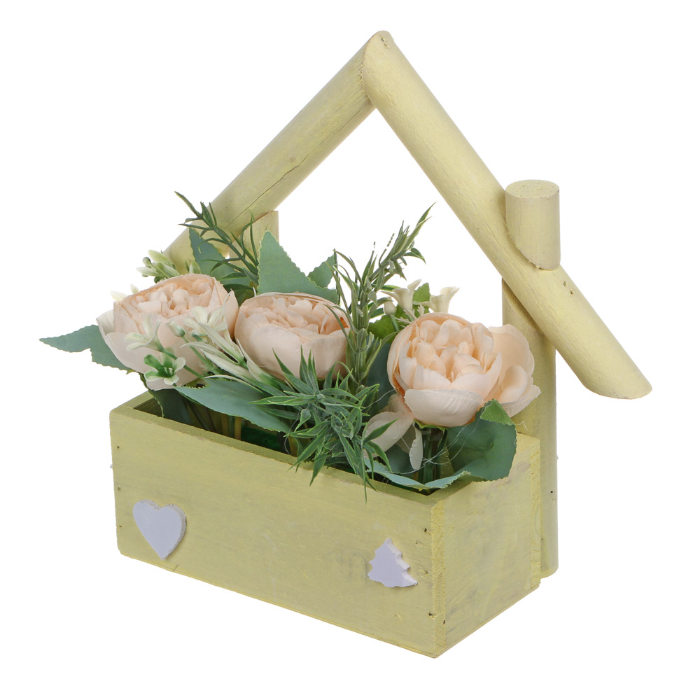 Композиция искусственных цветов в декоративном кашпо, 23x9x20 см, 4 цвета, арт.№ 501-552