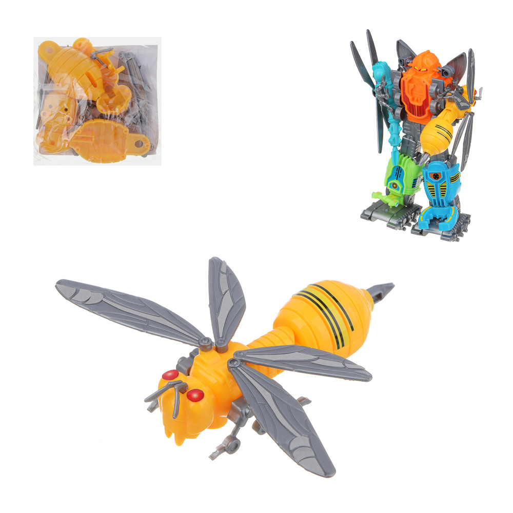 ИГРОЛЕНД Конструктор 2в1 Робот-насекомое, РР, 10х8 см, 3 дизайна, арт.№ 859-093