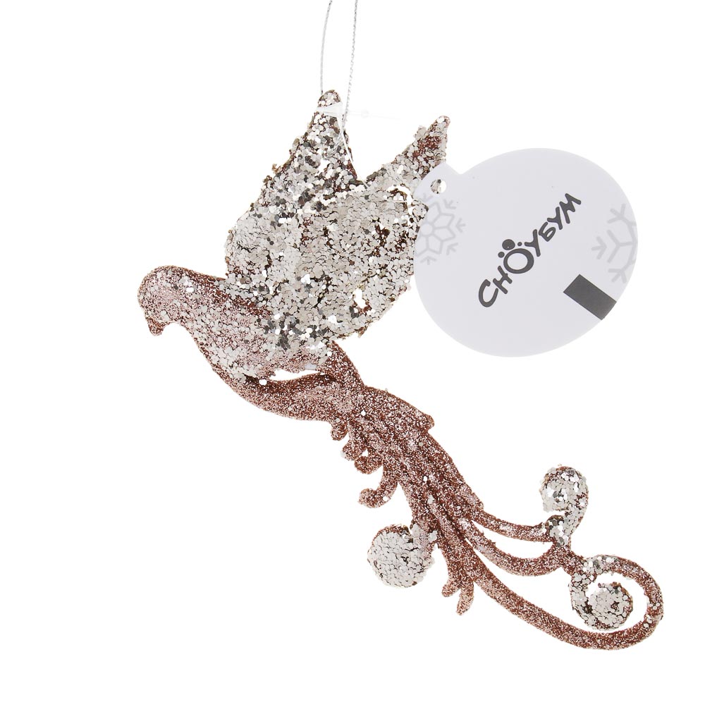 СНОУ БУМ Декоративная подвеска "Жар птица" 16 см, пластик, глиттер, арт.№ 397-487