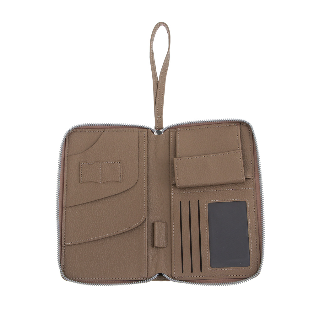 Портмоне-органайзер 20 отделений на молнии тм ЮL Diplomat, ПУ, металл,  19х11х2,5см, 3 цвета, арт.№ 303-074