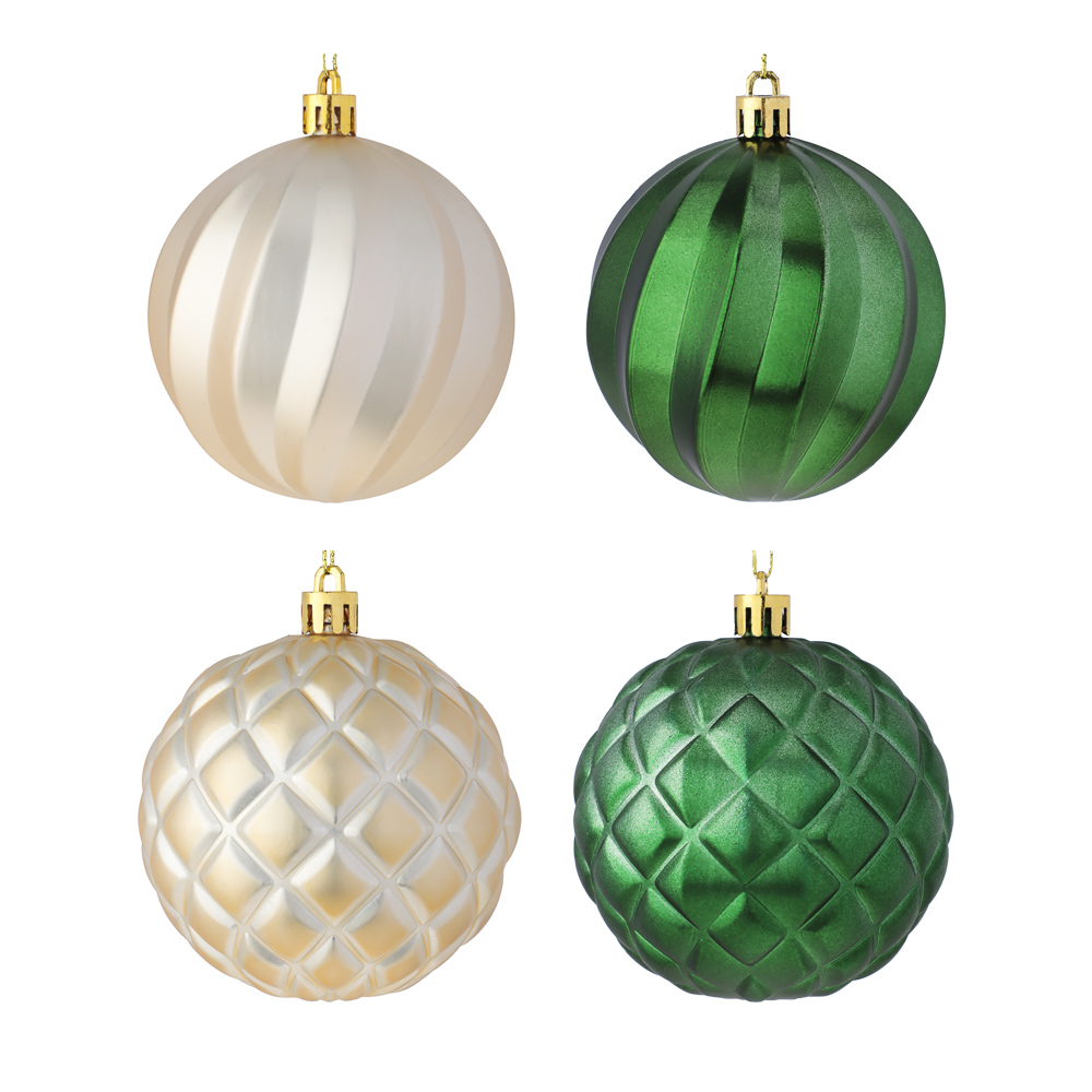 СНОУ БУМ Набор шаров 8 см, 4 шт, шампань, зеленый 26-159, арт.№ 373-584