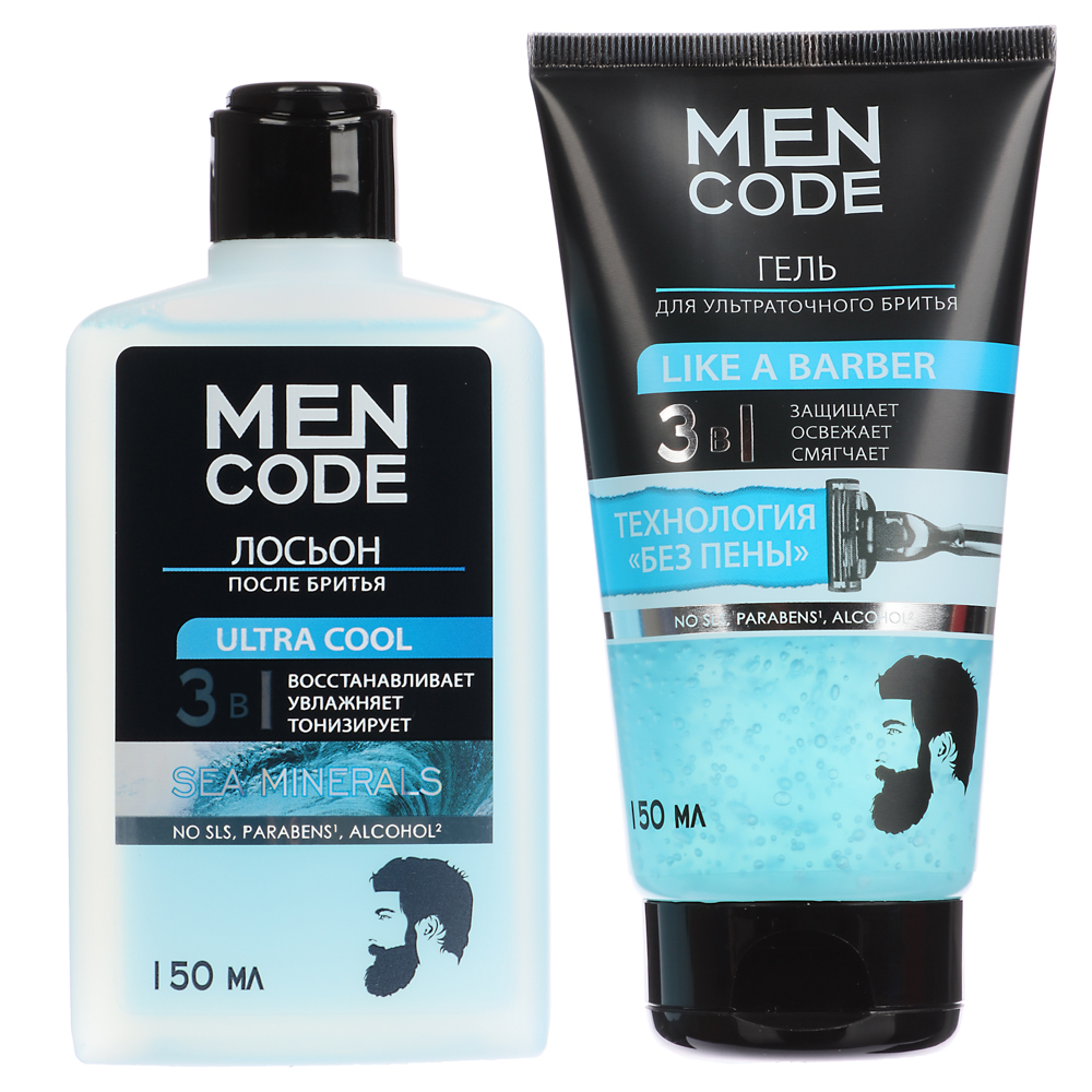 Подарочный набор мужской MEN CODE Shaving Set, гель для бритья + лосьон после бритья, 2х150мл, арт.№ 954-036
