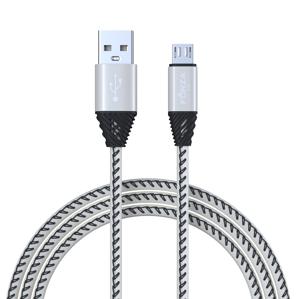 Кабель для зарядки USB(A)-microUSB FORZA Премиум, 1м, 2А, кожаная оплётка, 5 цветов, пакет, арт.№ 443-010
