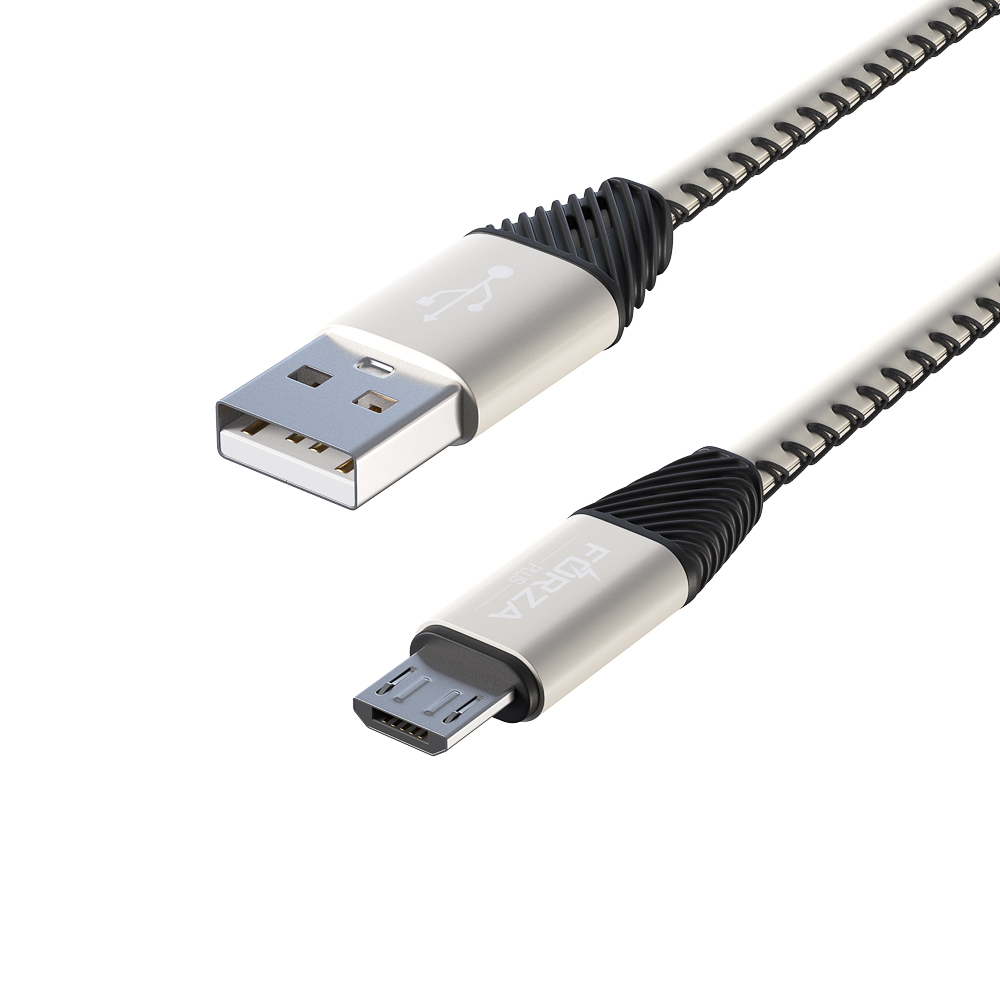 Кабель для зарядки USB(A)-microUSB FORZA Премиум, 1м, 2А, кожаная оплётка, 5 цветов, пакет, арт.№ 443-010