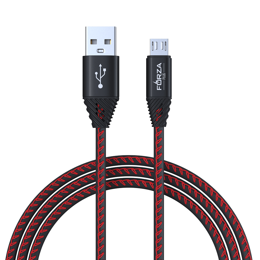 Кабель для зарядки USB(A)-microUSB FORZA Премиум, 1м, 2А, кожаная оплётка, 5 цветов, пакет, арт.№ 443-010