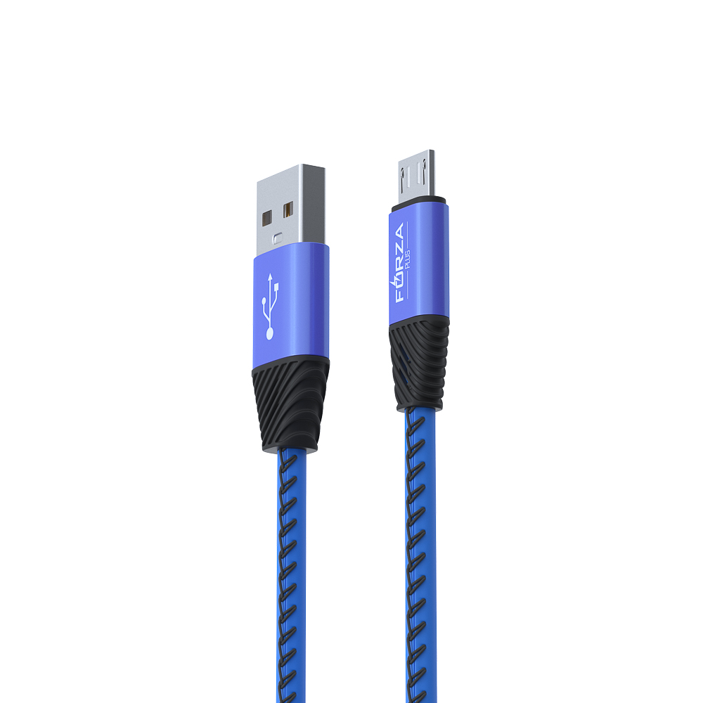 Кабель для зарядки USB(A)-microUSB FORZA Премиум, 1м, 2А, кожаная оплётка, 5 цветов, пакет, арт.№ 443-010