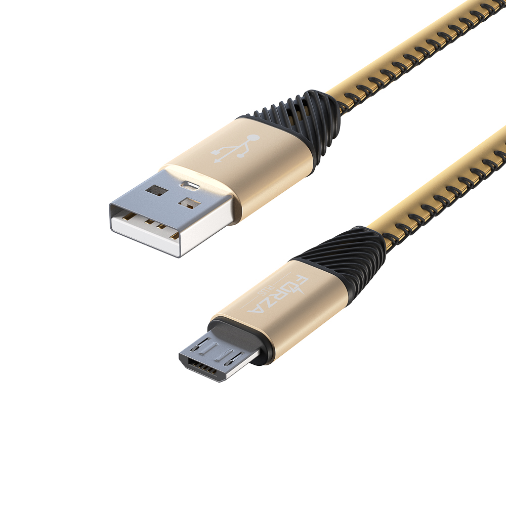 Кабель для зарядки USB(A)-microUSB FORZA Премиум, 1м, 2А, кожаная оплётка, 5 цветов, пакет, арт.№ 443-010