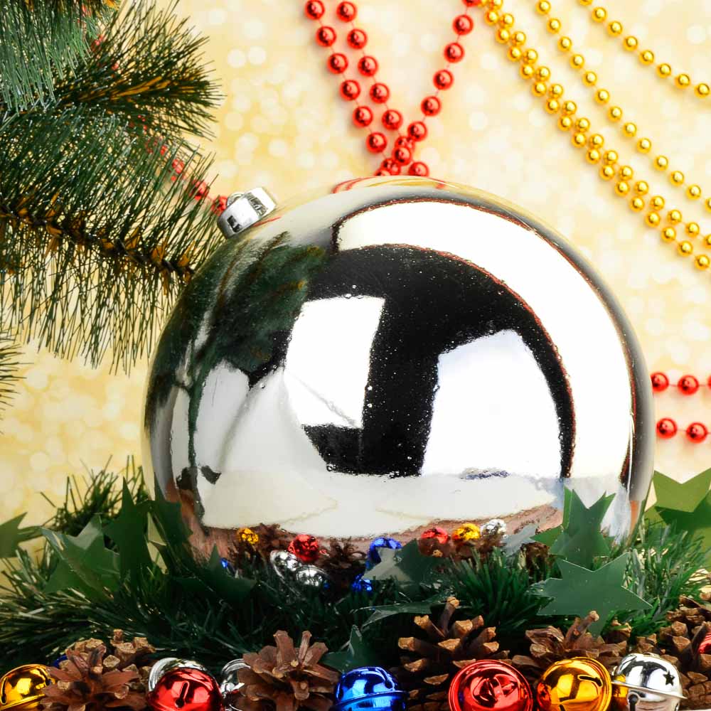 СНОУ БУМ Шар 12см, пластик, 1шт, в пакете, синий и серебряный, арт.№ 372-420