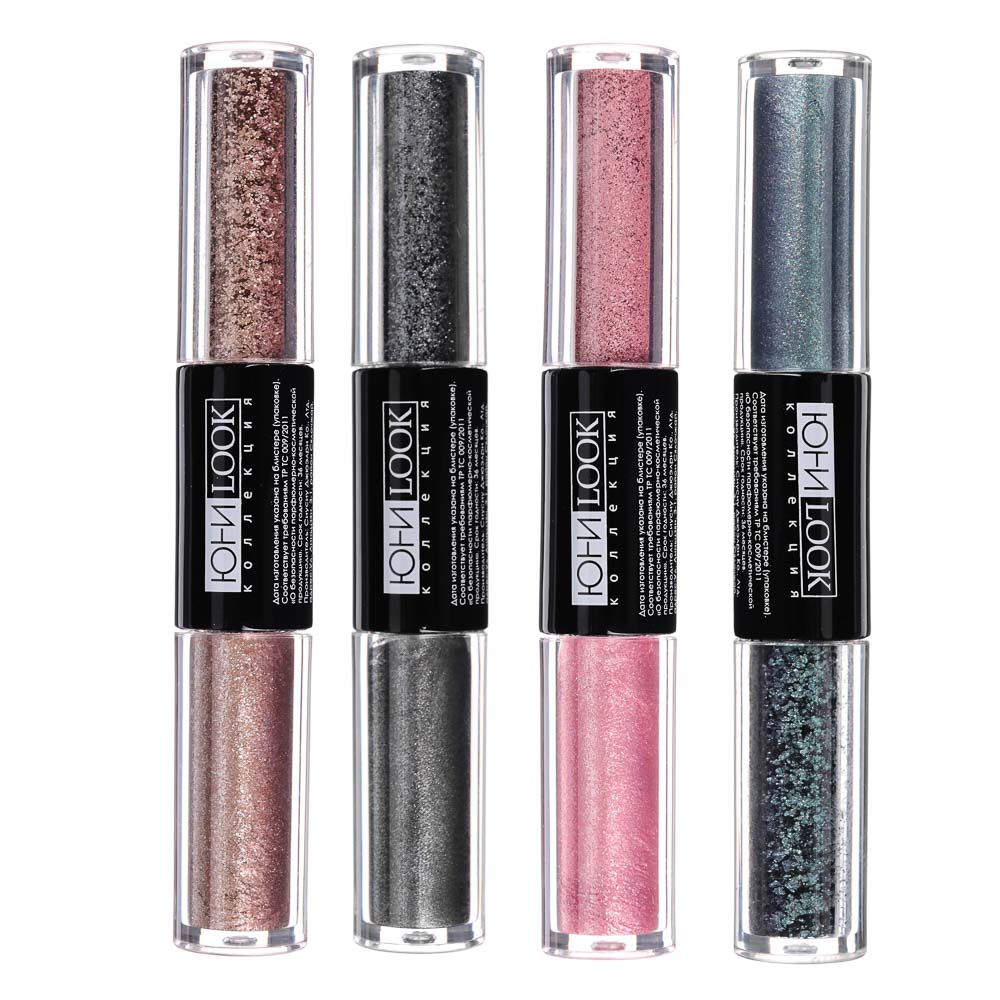 ЮНИLOOK Тени мерцающие: тени-пудра + жидкие тени, 3,2гр, 4 тона, ТВ-2, арт.№ 330-327