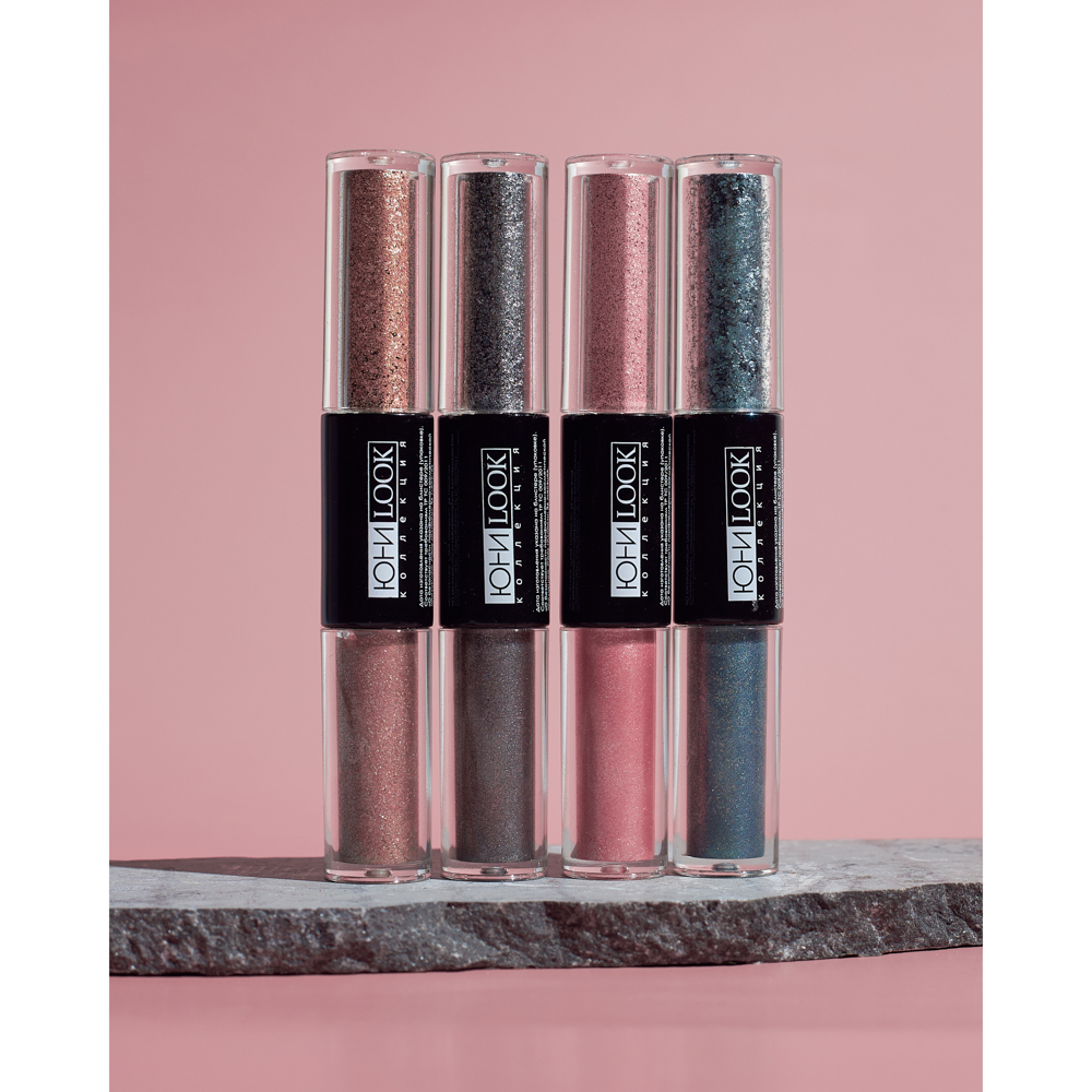 ЮНИLOOK Тени мерцающие: тени-пудра + жидкие тени, 3,2гр, 4 тона, ТВ-2, арт.№ 330-327