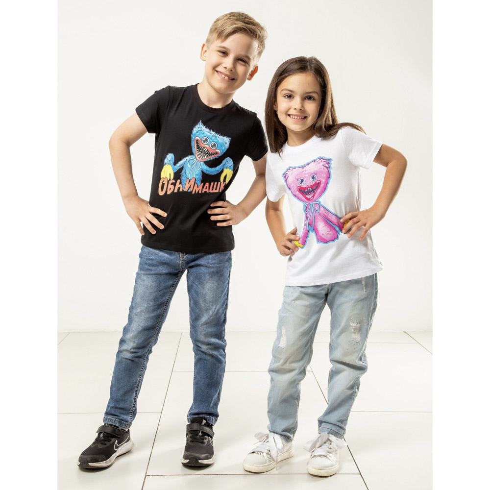 Футболка "ДЕТИ" Обнимашки, хлопок, размер 134, цвет белый, арт.№ 830-805