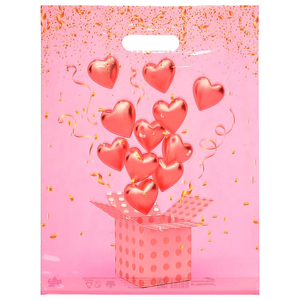 Пакет ламинированный с вырубной ручкой, L 40х31см, 60мкм, 5 дизайнов, арт.№ 507-871