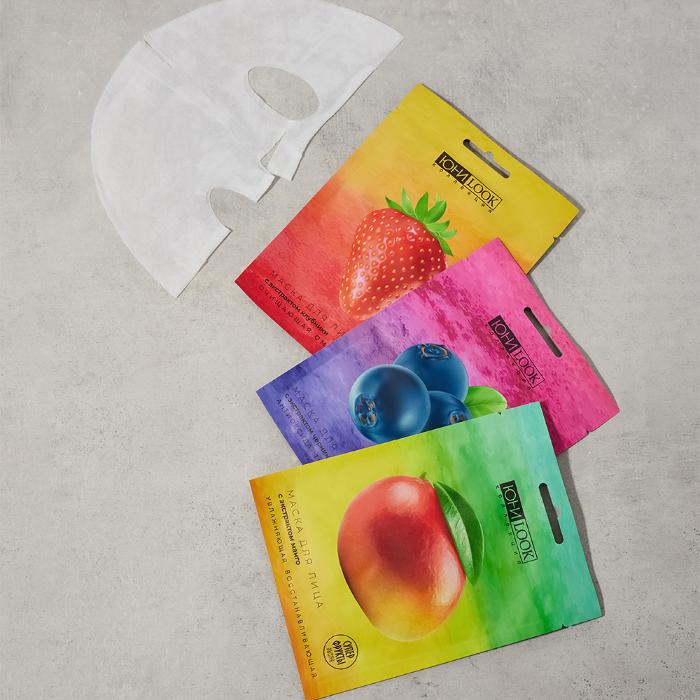 ЮНИLOOK Набор Маска тканевая для лица Суперфрукты 22 мл х 3шт, 3 вида, арт.№ 022-113