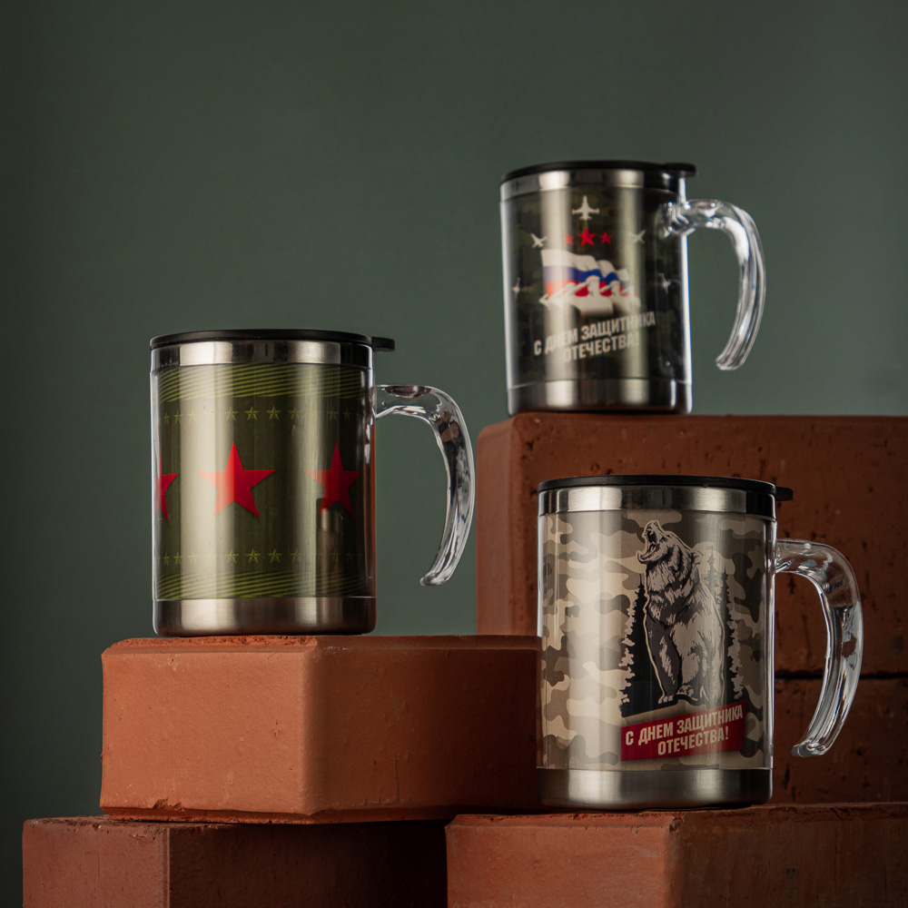 Термокружка 400мл, "Для мужчин", нерж.сталь, 3 дизайна, арт.№ 806-026