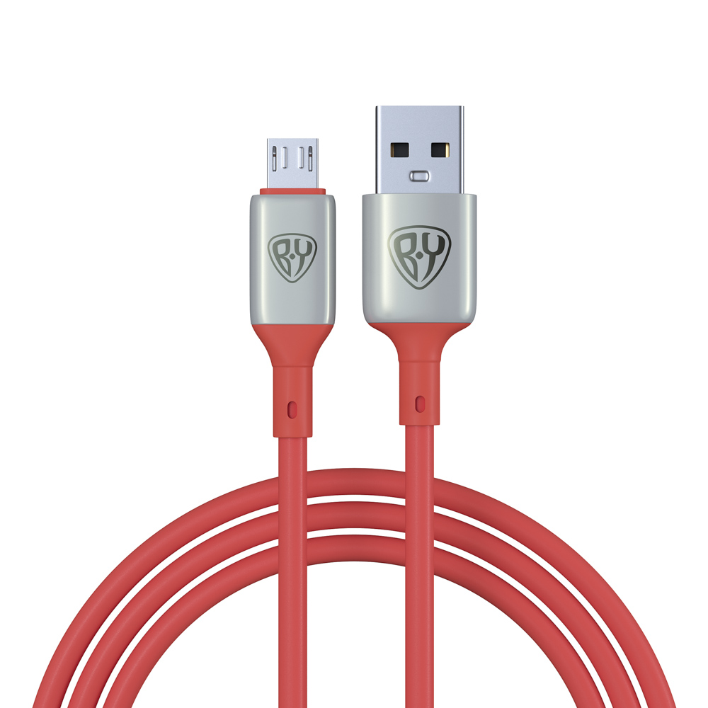 Кабель для зарядки USB(A)-microUSB BY Space Cable Pro, 1м, быстр зар QC3.0, штекер металл, красный, арт.№ 931-191