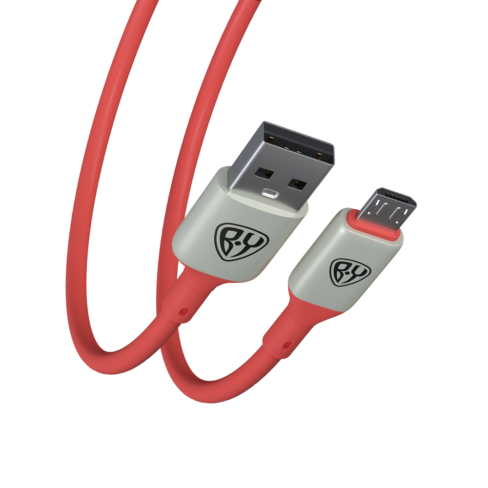 Кабель для зарядки USB(A)-microUSB BY Space Cable Pro, 1м, быстр зар QC3.0, штекер металл, красный, арт.№ 931-191