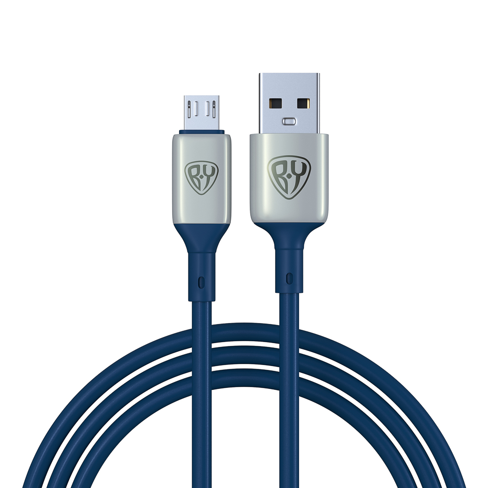 Кабель для зарядки USB(A)-microUSB BY Space Cable Pro, 1м, быстр зар QC3.0, штекер металл, синий, арт.№ 931-186