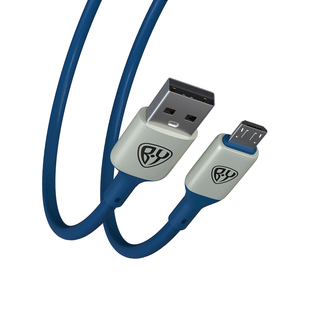 Кабель для зарядки USB(A)-microUSB BY Space Cable Pro, 1м, быстр зар QC3.0, штекер металл, синий, арт.№ 931-186