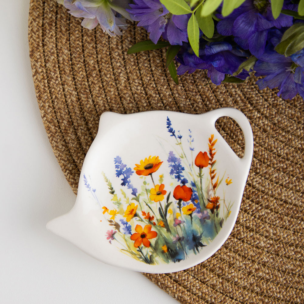 MILLIMI Полевые цветы Подставка под чайный пакетик, 12х8х1,5см, керамика, арт.№ 824-019