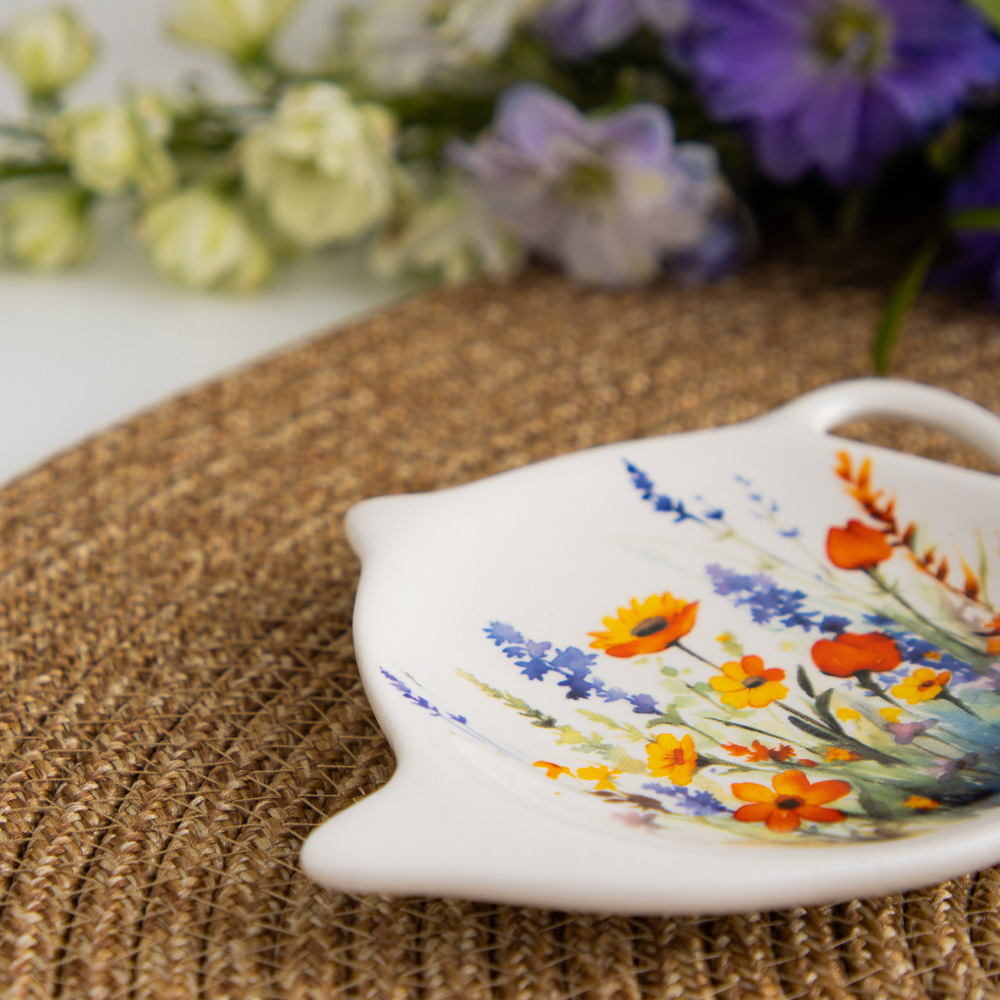 MILLIMI Полевые цветы Подставка под чайный пакетик, 12х8х1,5см, керамика, арт.№ 824-019