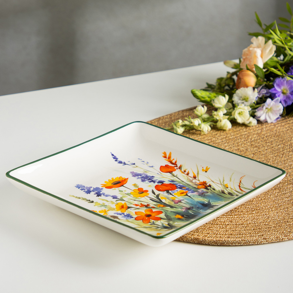 MILLIMI Полевые цветы Блюдо квадратное, 21х21х3см, керамика, арт.№ 824-020