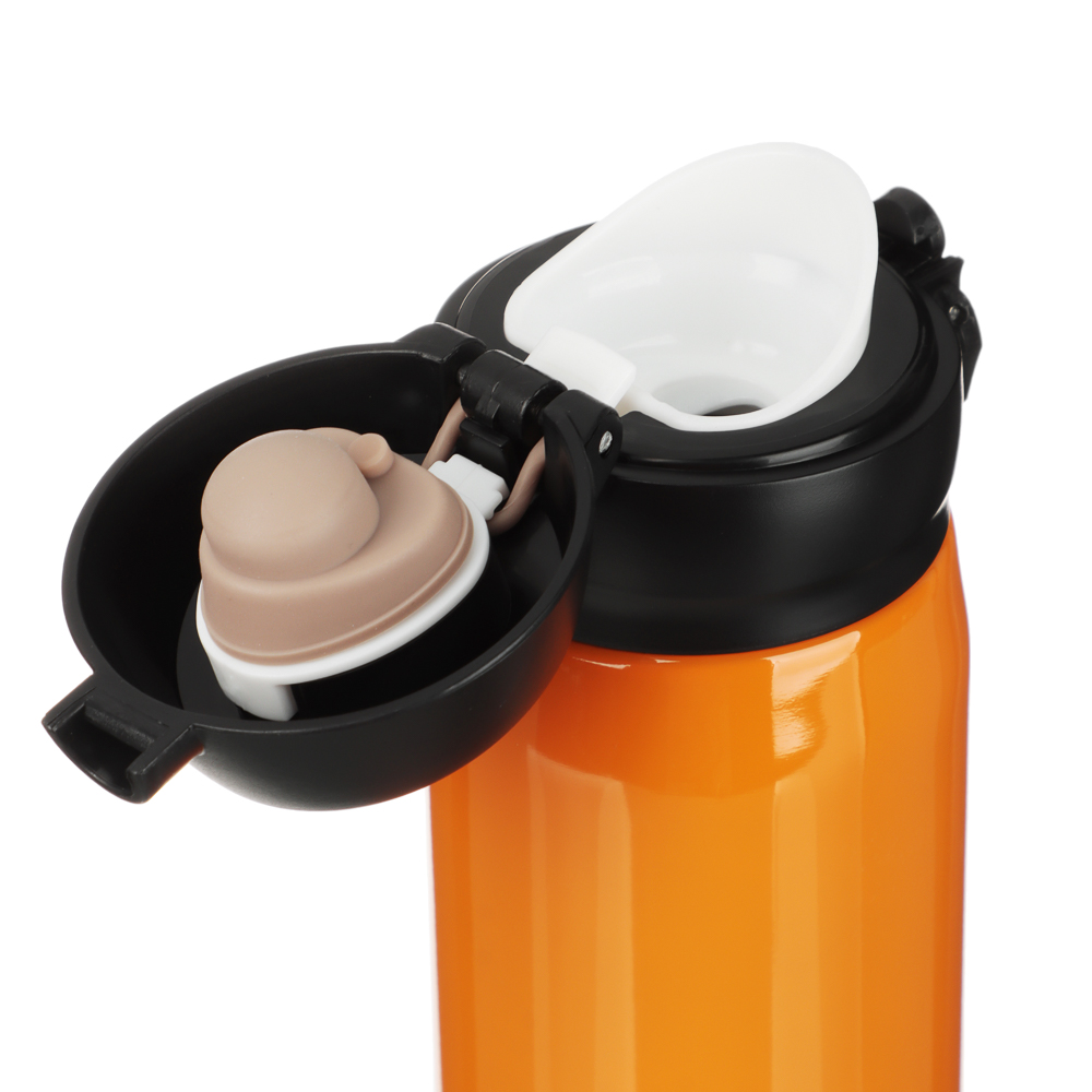 РЫЖИЙ Термос-кружка с крышкой на защелке 450мл, нерж.сталь, арт.№ 841-821