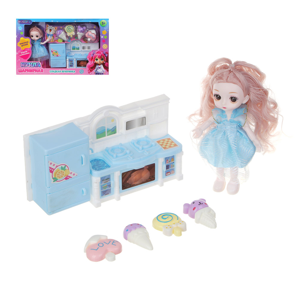 ИГРОЛЕНД Кукла шарнирная 15 см "Сладкая вечеринка", PP, PVS, ABS, 35,5х7,5х22 см, арт.№ 436-131