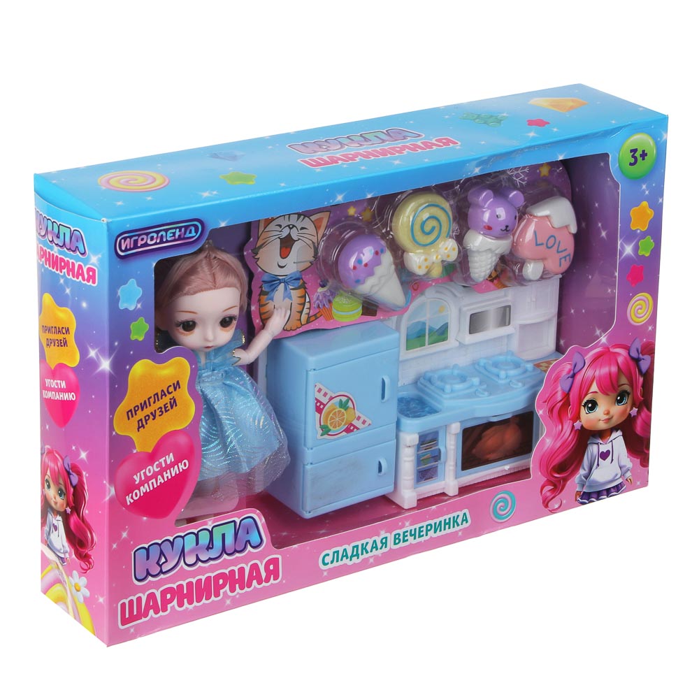 ИГРОЛЕНД Кукла шарнирная 15 см "Сладкая вечеринка", PP, PVS, ABS, 35,5х7,5х22 см, арт.№ 436-131