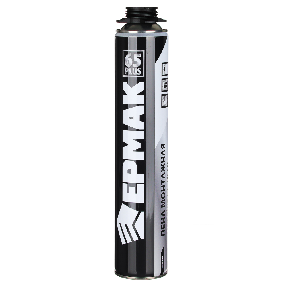 Пена монтажная Профи 65 PLUS тм ЕРМАК, всесезон, баллон 1л, м.брут 850г, под пистолет, выход до 50л, арт.№ 469-244