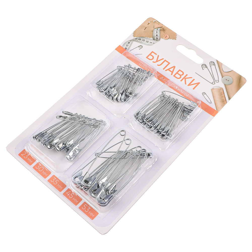Набор булавок английских 95шт, 23/30/35/45/53мм, арт.№ 308-027