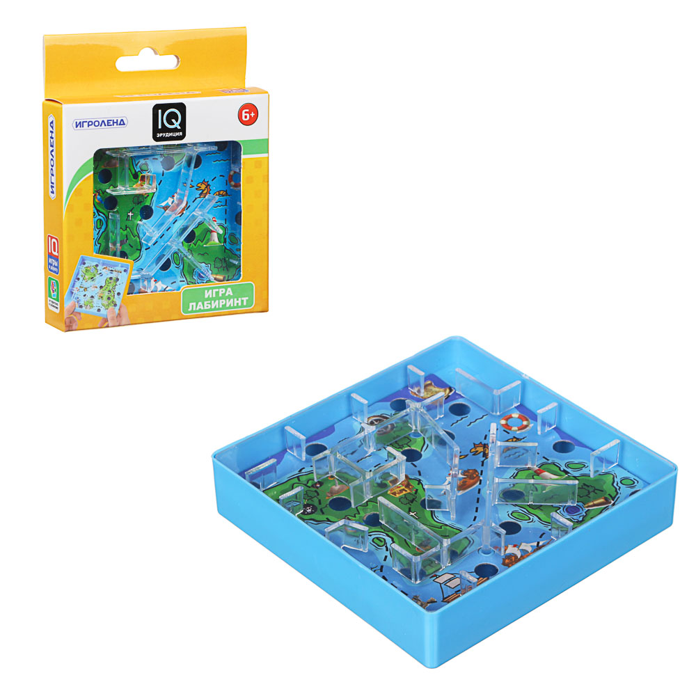 ИГРОЛЕНД Игры в дорогу мини лабиринт, пластик, 10х10х2,1см, 3 дизайна, арт.№ 214-034