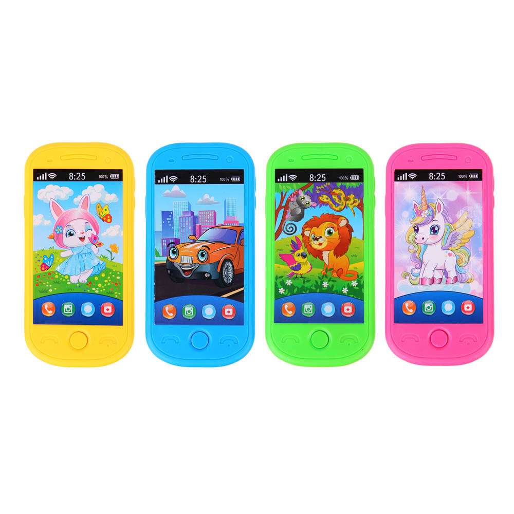 ИГРОЛЕНД Смартфон музыкальный, 2xААА, ABS, 6х12,6х1,5см, 4 дизайна, арт.№ 272-658