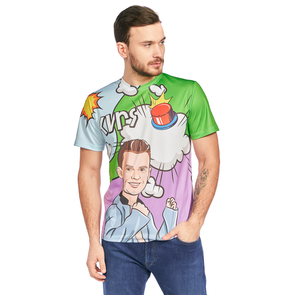 Футболка спортивная для взрослых «КИРЯ», размер L, 100% полиэстер, комикс, арт.№ 006-026