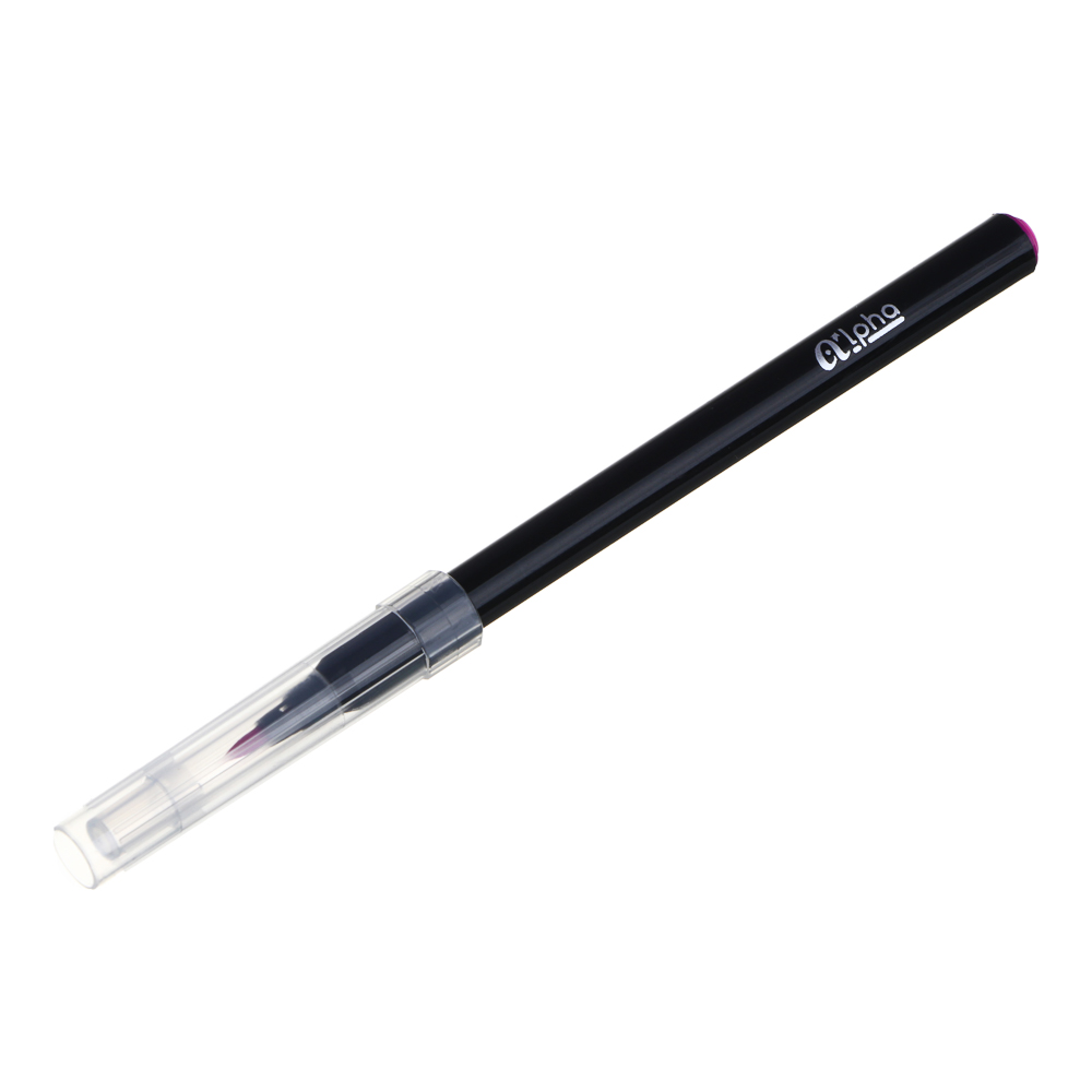 Фломастеры-кисточки 12 цветов СlipStudio "Альфа", с прозрачным колпачком, черный корпус, смываемые, арт.№ 256-283